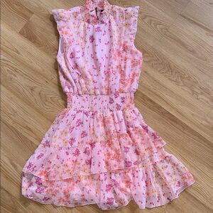 Aqua Girls sleeveless floral pink dress with mock neck size 9/10 Bloomingdale’s